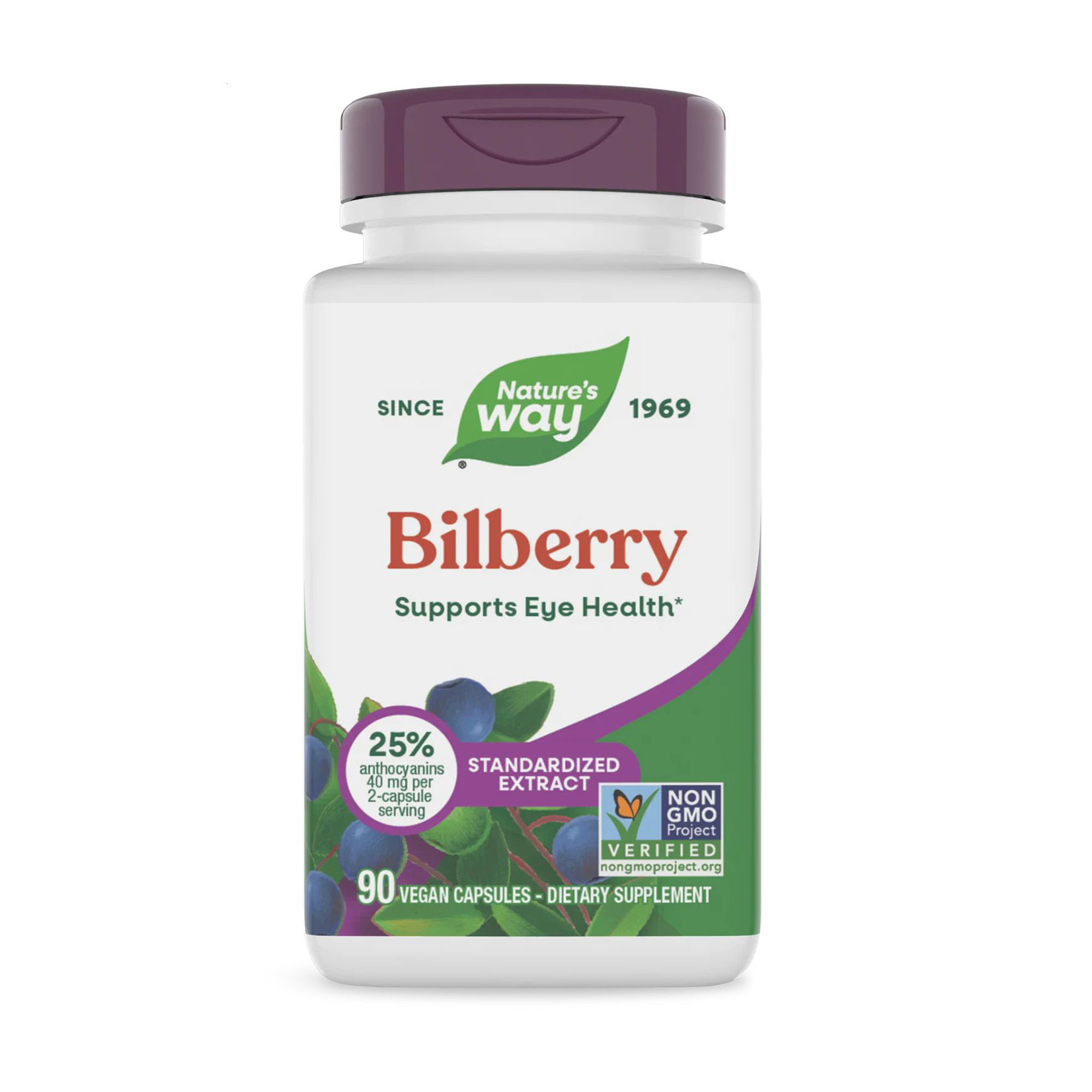 Чорниця для зору Nature's Way Bilberry, 90 веганських капсул